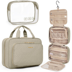 BAGSMART toiletry bag hanging organizer camel for easy travel access