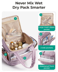 BAGSMART toiletry bag interior with mesh pockets organizes cosmetics and accessories.