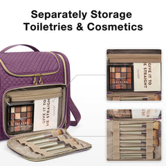 BAGSMART Toiletry Bag makeup brush area keeps brushes protected and tidy
