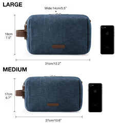 BAGSMART Toiletry Bag for Men Navy Large back view highlights durable construction