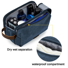 BAGSMART Toiletry Bag Navy Large side-pocket provides organized storage for brushes and razors