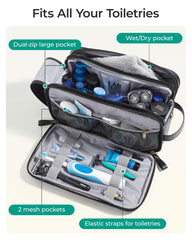 BagSmart Toiletry Bag two-sided pockets back and front view