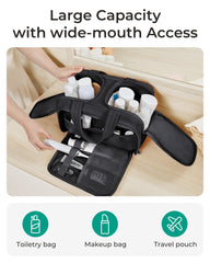 BAGSMART toiletry bag upright compartments keeps bottles standing neatly