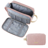 BAGSMART Toiletry Bag for Women pink front view showing compact travel-ready design