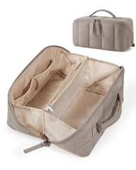 BAGSMART travel makeup bag open flat shows quick-access design for cosmetics