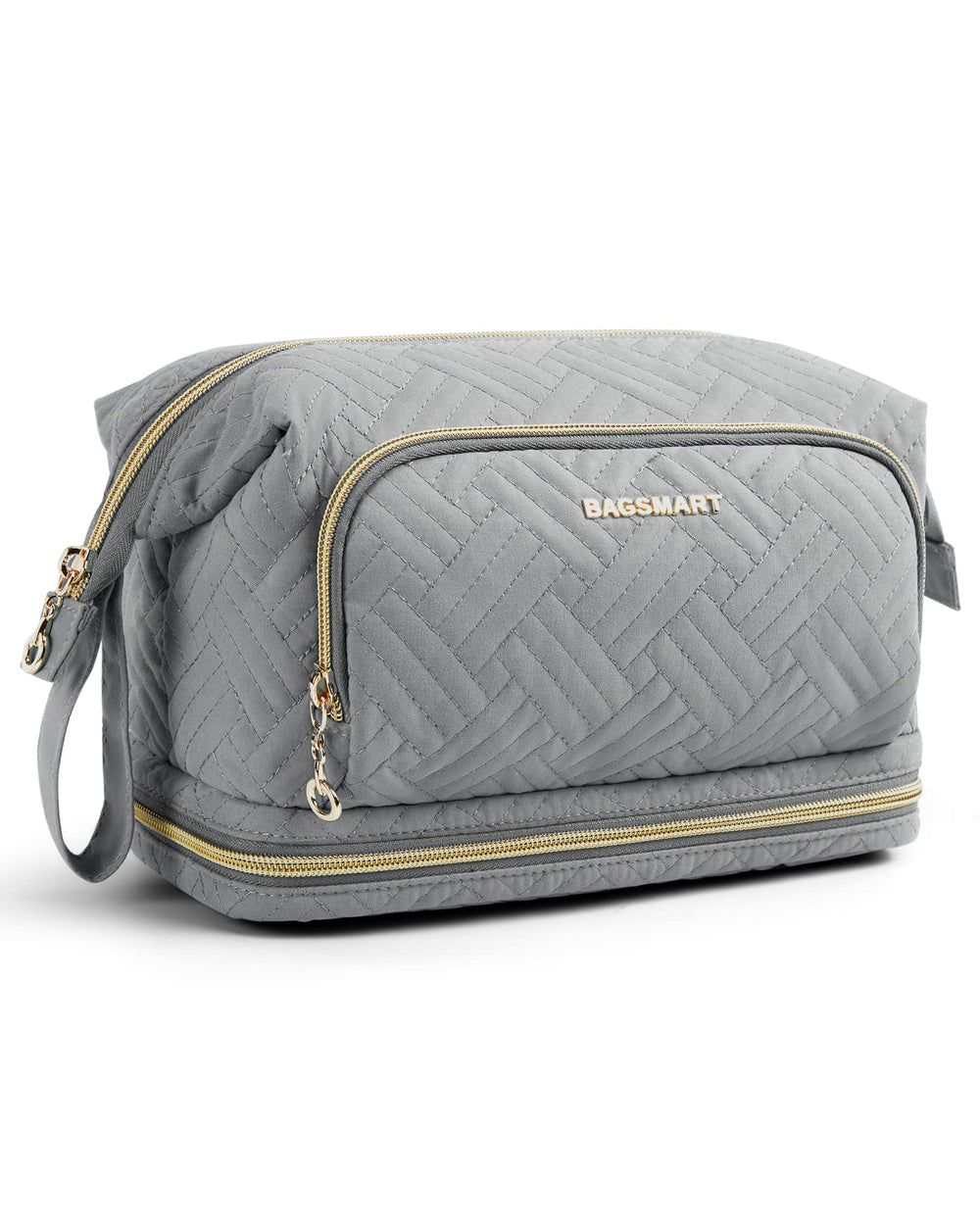 BAGSMART travel makeup bag wide-open for easy access to cosmetics