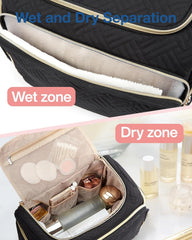 BAGSMART travel bag interior with multiple pockets for toiletries and makeup organization on the go
