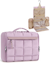 BAGSMART travel toiletry bag purple full-opening for quick access and organization