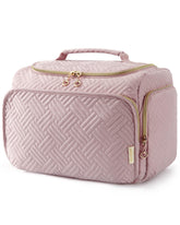 BAGSMART Travel Toiletry Bag pink-L wide opening for easy access on trips.