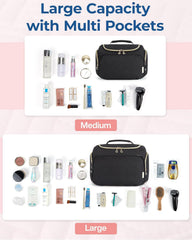 BAGSMART travel toiletry bag wide opening and handle provide quick access on the go