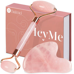 BAIMEI IcyMe jade roller rose quartz closeup for soothing facial massage