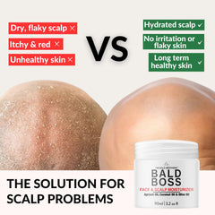 Bald Boss face and head moisturizer jar highlights non-greasy hydration for everyday use.