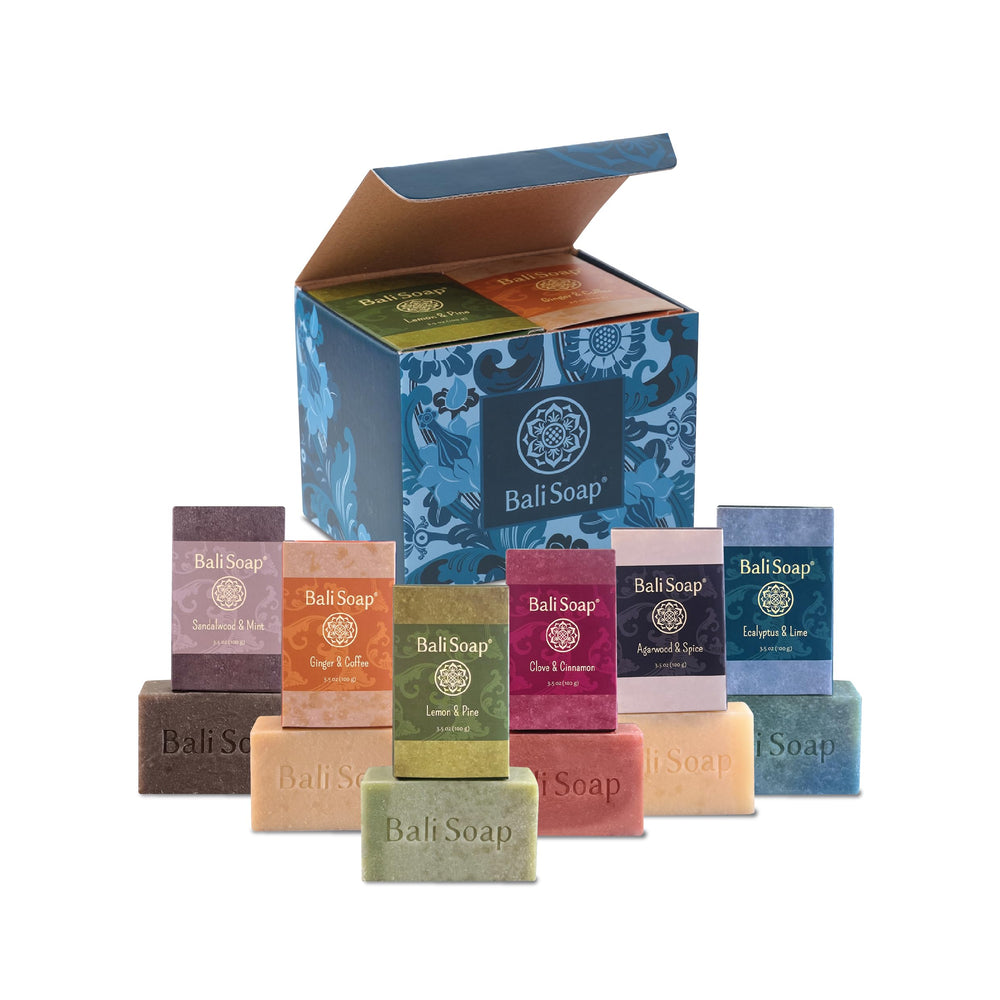 Bali Soap Masculine Collection packaging in Batik box—gift-ready presentation.