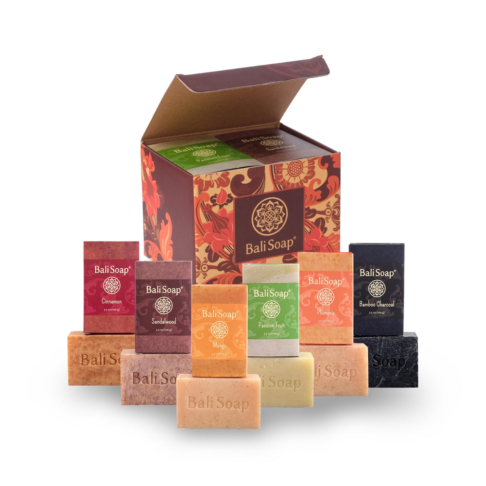 Bali Soap Tropical Paradise packaging in authentic batik box, premium gift-ready spa experience