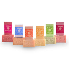 Bali Soap Feminine Collection bar closeup Sandalwood, spa-like scent cue.