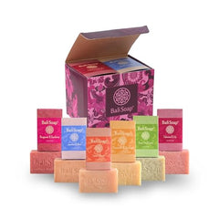 Bali Soap Feminine Collection box with batik packaging, gift-ready presentation.