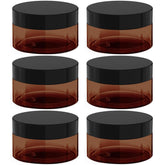 BallHull amber plastic jar 6-pack preserves cosmetics with UV protection and leak-resistance.