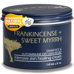 BALM OF GILEAD foot healing cream bottle showing frankincense for deeply nourished, soothed feet