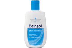 Balneol cleansing lotion cap in focus for controlled, mess-free application