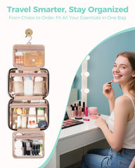 BALULHG travel bag pink with 360° hook for convenient bathroom hanging.