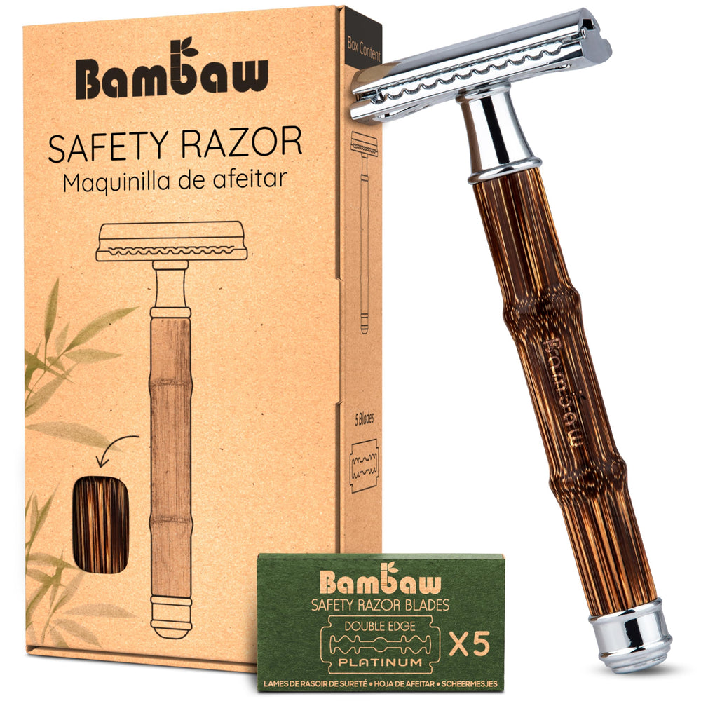 Bambaw double-edge safety razor with bamboo handle for a smooth shave.