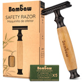 Bambaw double-edge safety razor with bamboo handle delivers precise control for a close shave.