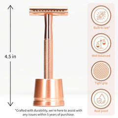 Bambaw rose gold razor blades five-pack ready for eco-friendly replacement