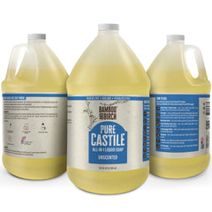 Bamboo and Birch Pure Castile Soap Liquid lathering hands shows plant-based cleansing.