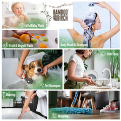 BAMBOO AND BIRCH Peppermint Castile foam showcases gentle cleansing