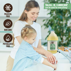 BAMBOO AND BIRCH Castile soap peppermint pour demonstrates easy refilling
