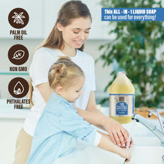 Bamboo and Birch Pure Castile Soap Liquid unscented label shot highlighting fragrance-free care.