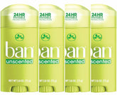 Ban Invisible Solid Deodorant applying underarm for 24-hour protection