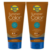 Banana Boat Summer Color Self Tanning Lotion bottle shows even color application for natural tan