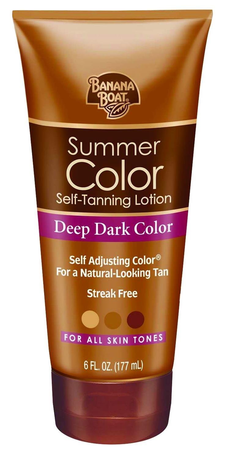 Banana Boat Summer Color Self-Tanning Lotion pack-application promotes even color development for a sunless glow.