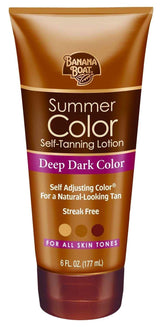 Banana Boat Summer Color Self-Tanning Lotion pack-application promotes even color development for a sunless glow.