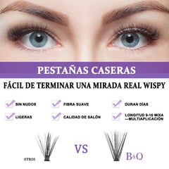 BandQaugen pestanas cluster con diferentes tamaños 30D y 40D para variación.