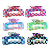 baotongle checkered hair clip in black close-up with strong grip for secure all-day wear.