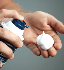 Barbasol Soothing Aloe bottle and foam shown with rich lather and crisp freshness.