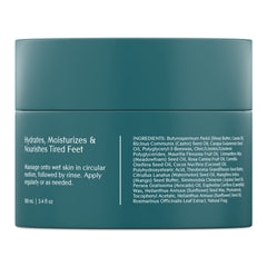 Bare August Foot Cream being applied to feet for soothing moisture.