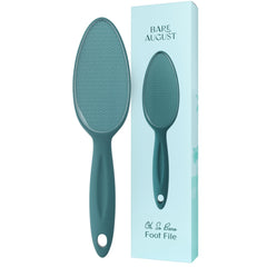 Bare August glass foot file with handle provides gentle exfoliation for smooth feet.