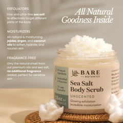 Bare Botanics Unscented Body Scrub wooden spoon showcases handpoured craft in Madison WI