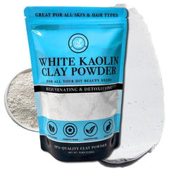 Bare Essentials Living white kaolin clay powder bag for DIY skincare and facial masks