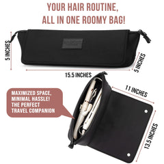 Barefoot Caribou interior pockets keep styling tools organized during trips
