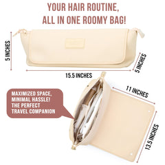 Barefoot Caribou interior pockets show organized storage for flat irons, clips, and cords.