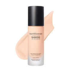 Bareminerals Barepro 24HR wear matte bottle close-up for all-day, undetectable coverage.