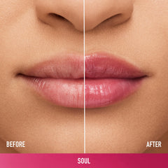 bareMinerals Soul gloss-balm application image highlighting non-sticky texture.