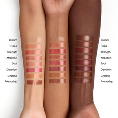 bareMinerals Soul vegan lip gloss-balm packaging and clean ingredients emphasis.