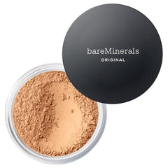 bareMinerals Original Loose Powder Foundation SPF 15 Tan Nude 17 jar closeup shows natural radiance for daily wear
