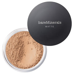 bareMinerals Original Matte Foundation SPF 15 jar demonstrates shine-free, buildable coverage for daily wear.