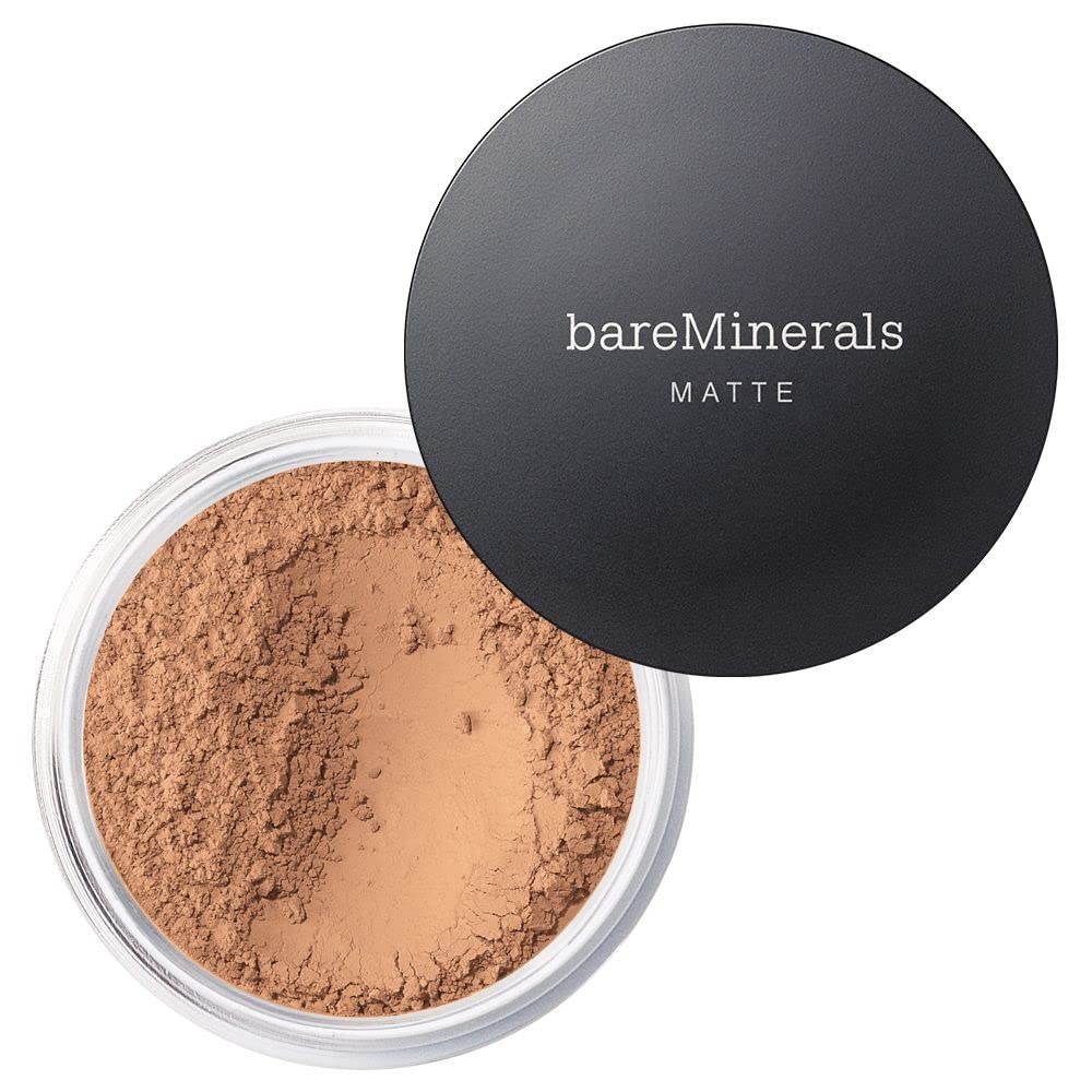 bareMinerals Original Matte Foundation SPF 15 packaging close-up shows compact for on-the-go touch-ups